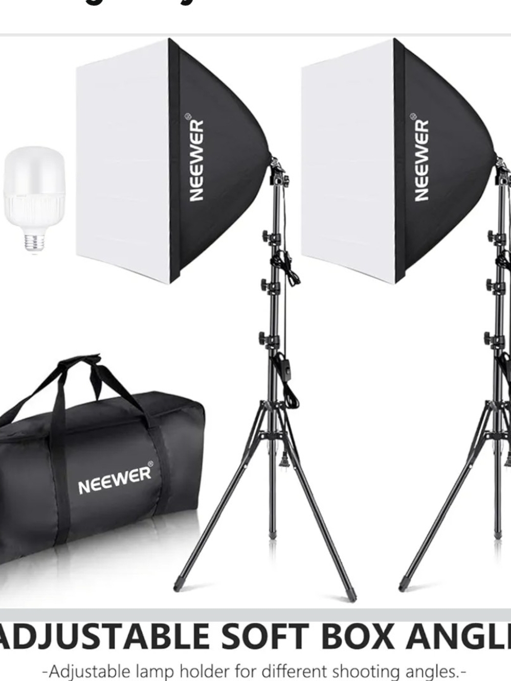 NEEWER 2-Pack Softbox Lighting Kit 24x24 w/ 5700K LED Bulbs & Stands